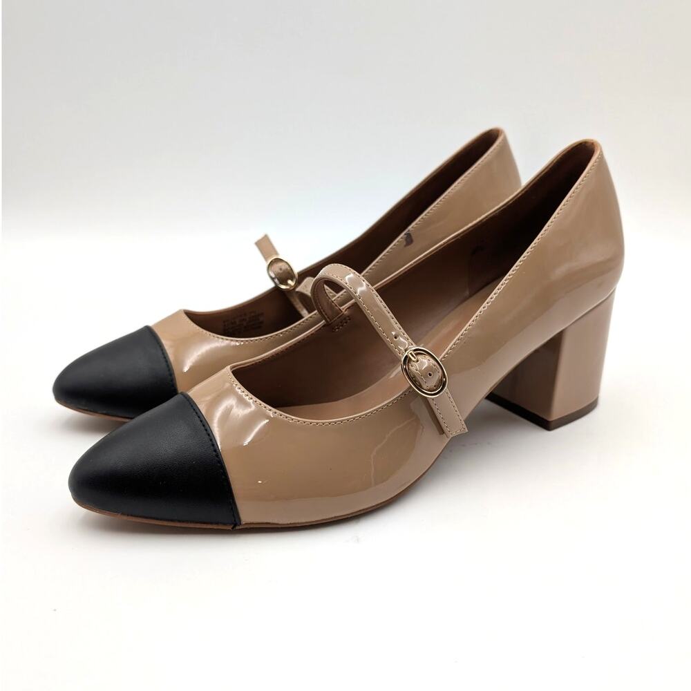 Nordstrom Rack Jackie Cap Toe Mary Jane Pump Women's Taupe Size US10M EU40